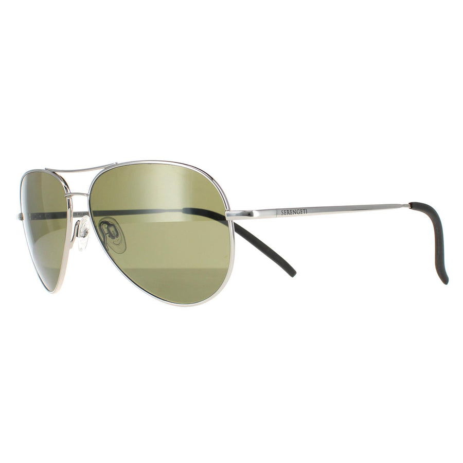 Serengeti Sunglasses Carrara Small SS016001 Shiny Silver Polarized Green 555nm