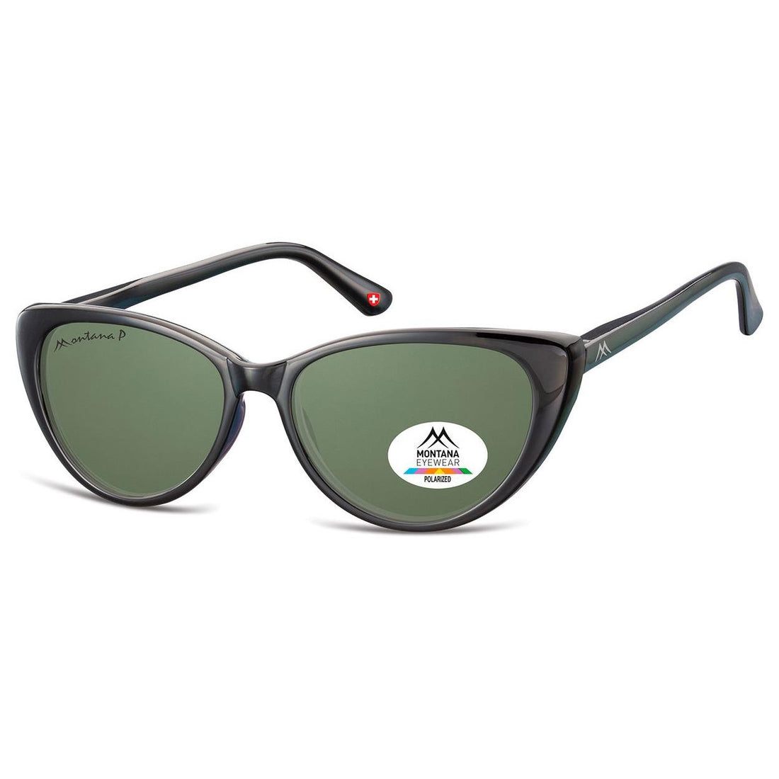 Montana Sunglasses MP43 A Shiny Black Green Polarized