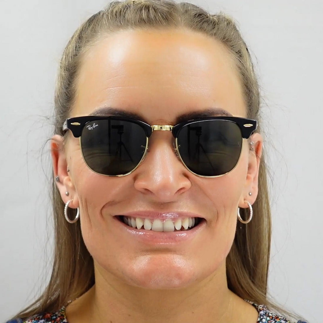 Ray-Ban Sunglasses Clubmaster RB3016 12773K Grey on Havana Brown Grey Gradient Mirror