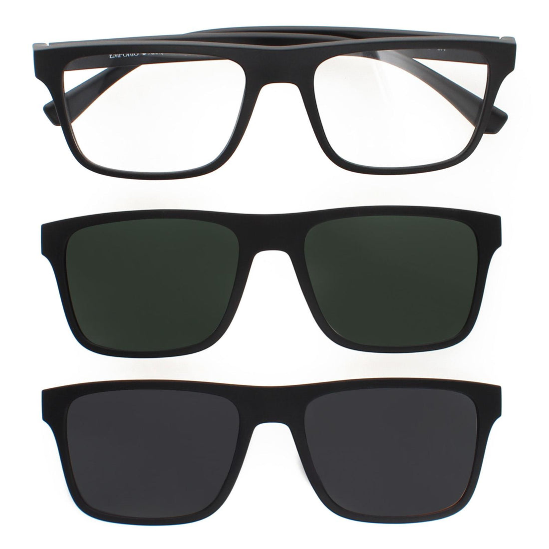 Emporio Armani Sunglasses EA4115 58011W Matte Black Clear with Sun Clip-ons