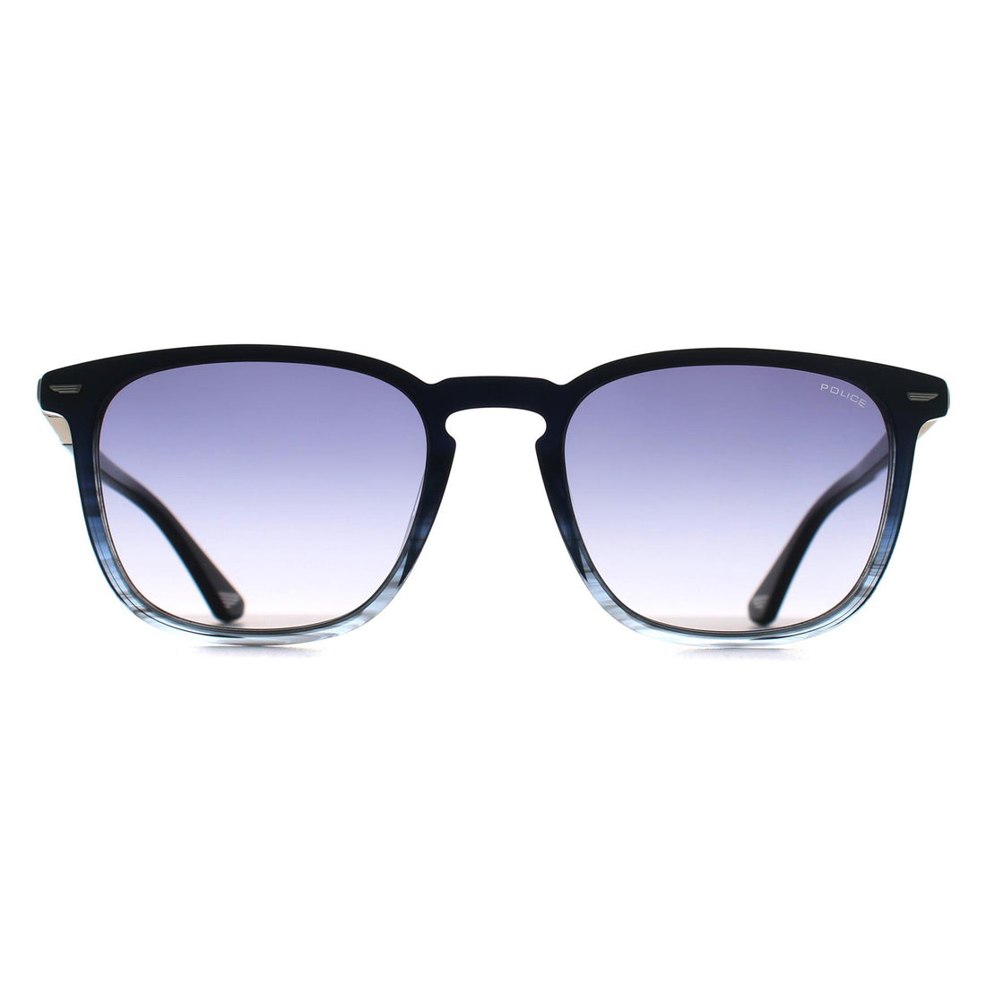 Police Sunglasses SPLQ86 Crossroads 5 0GBL Shiny Striped Blue Smoke Grey Gradient
