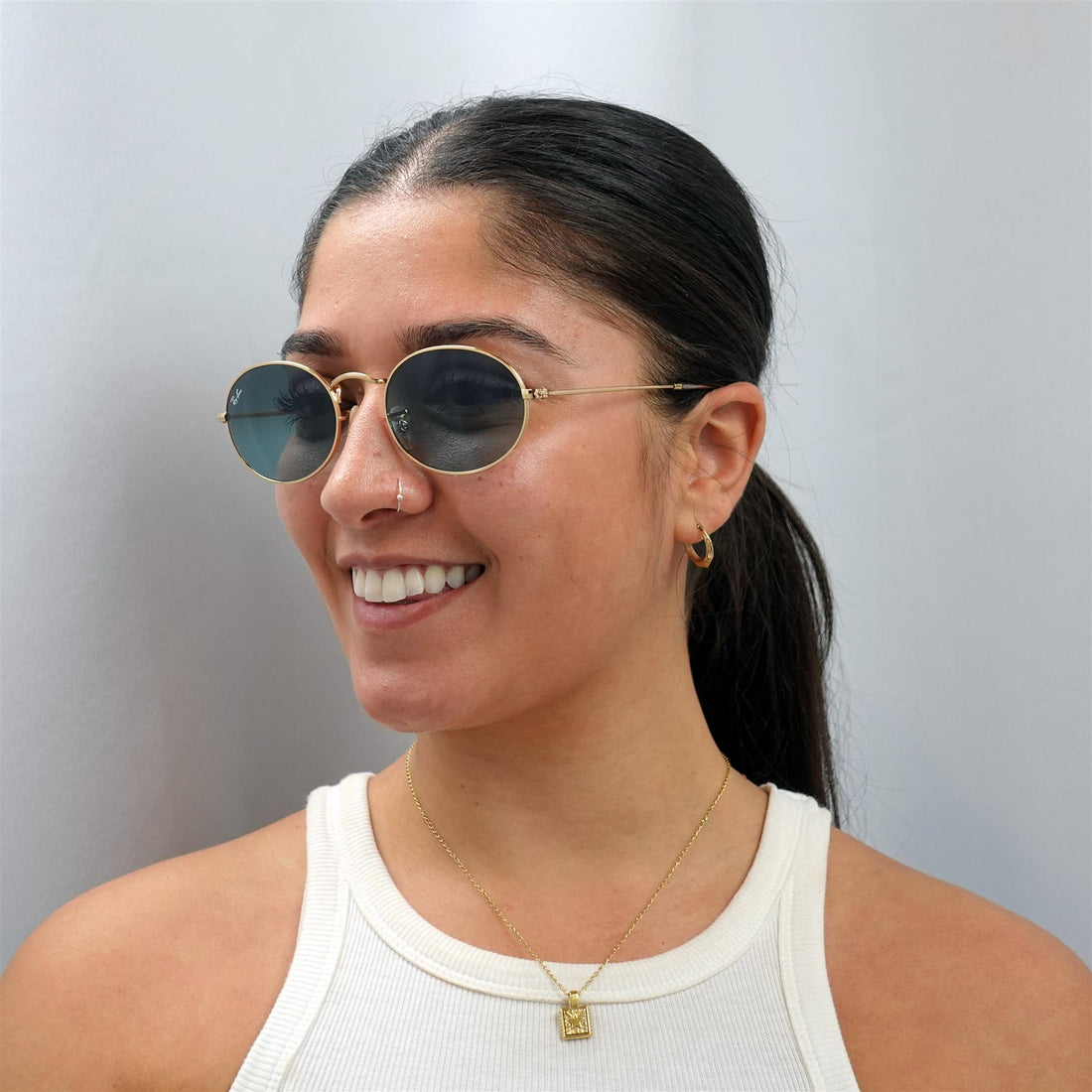 Ray-Ban Sunglasses Oval RB3547 001/3M Gold Blue Grey Gradient