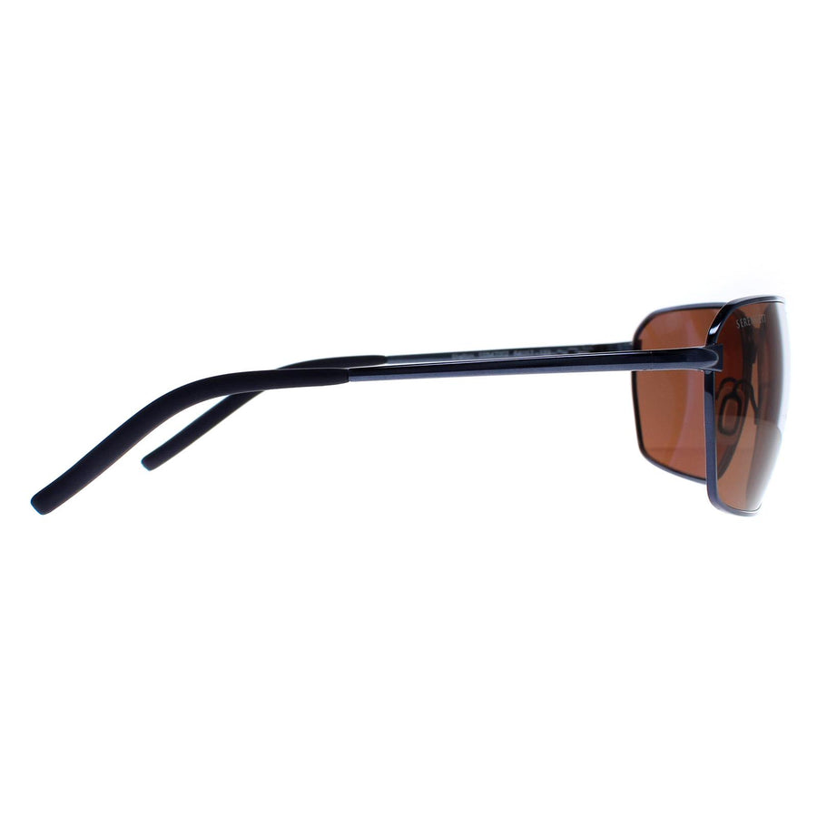 Serengeti Sunglasses Shelton SS547002 Shiny Navy Blue Polarized Drivers Brown