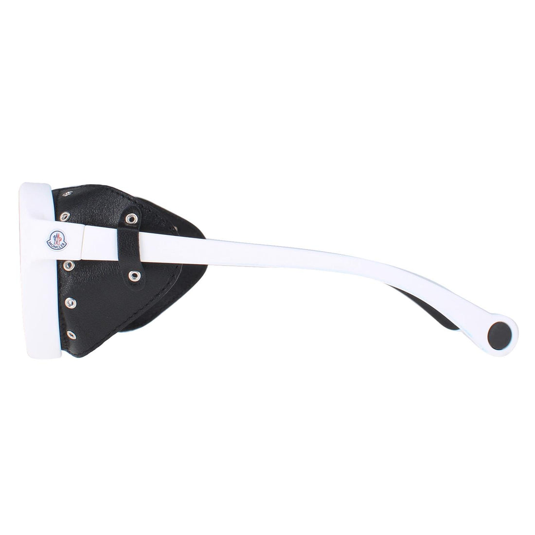 Moncler Sunglasses ML0046 21C White Black Leather Grey Silver Mirror