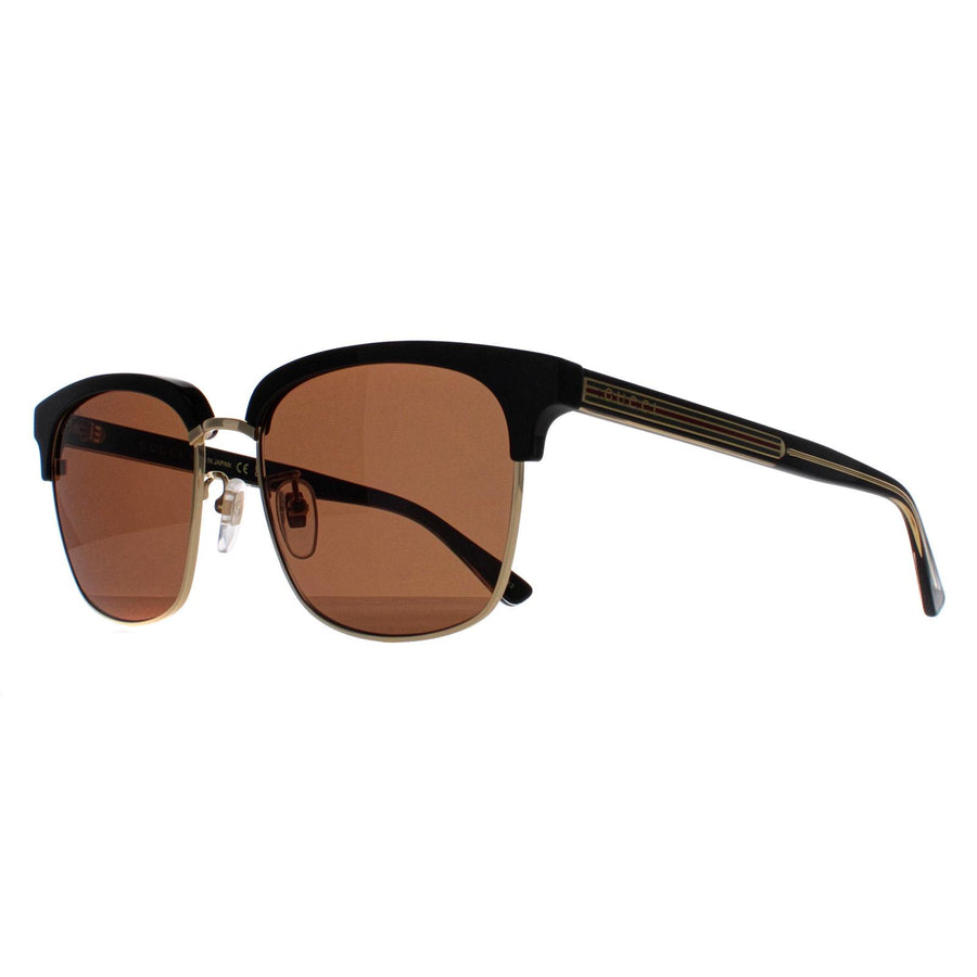 Gucci Sunglasses GG0382S 002 Black and Gold Brown