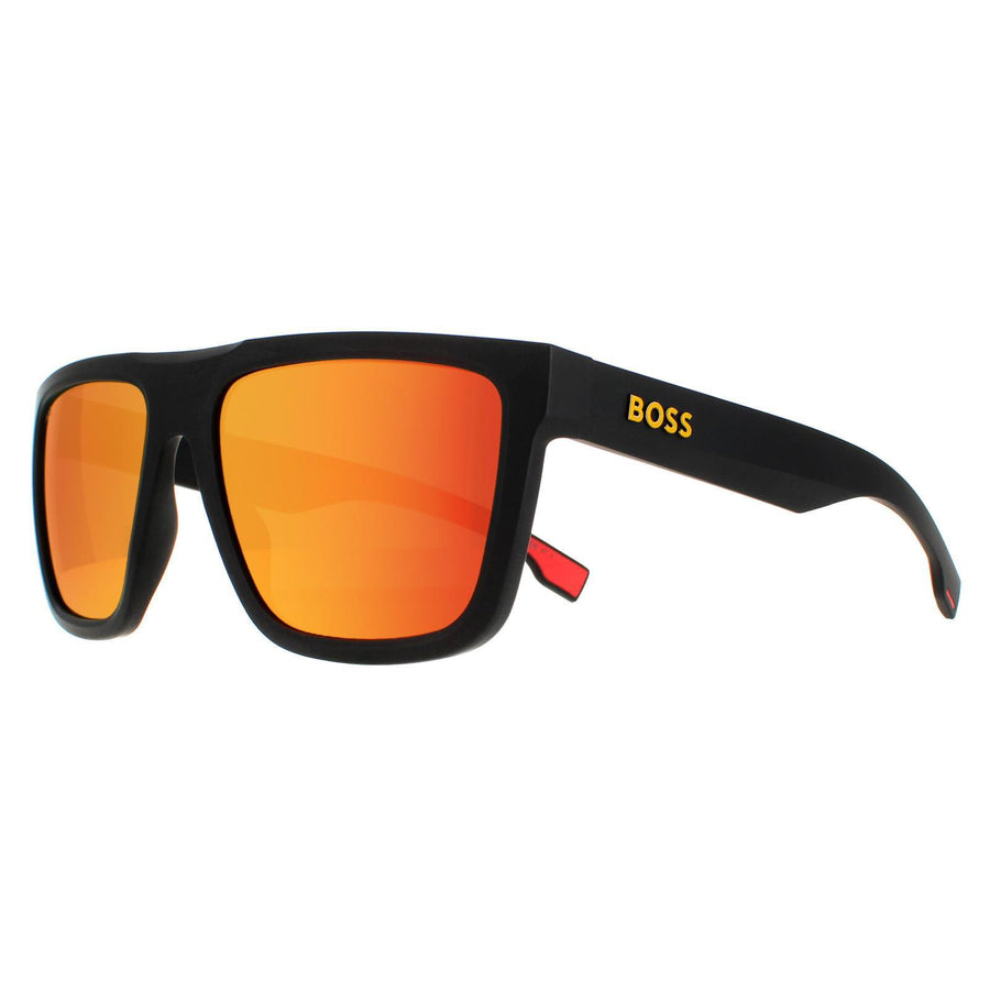 Hugo Boss Sunglasses BOSS 1451/S PGC UZ Matte Black Yellow Red Mirror