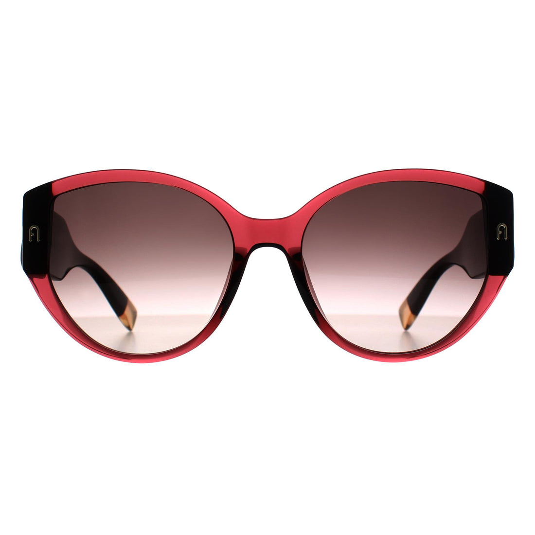 Furla Sunglasses SFU784 0AFD Transparent Deep Raspberry Pink Brown Gradient Pink