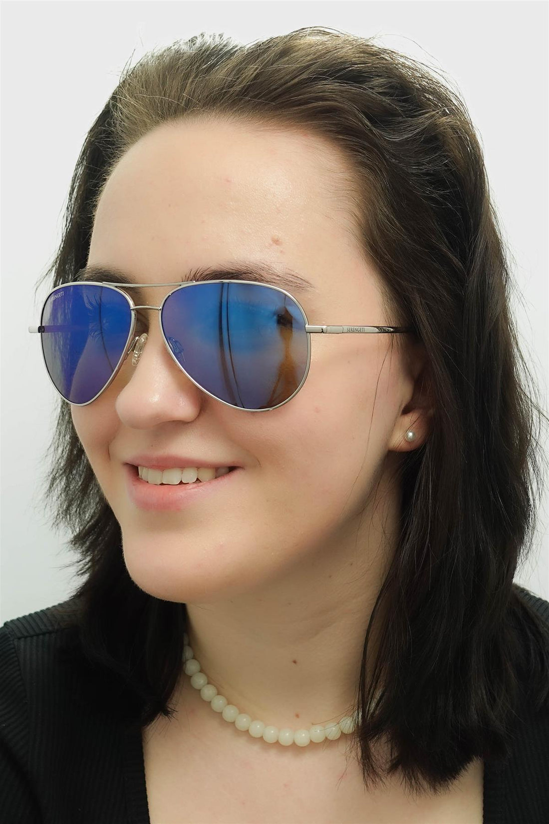 Serengeti Sunglasses Carrara 8547 Shiny Silver Mineral Polarized 555nm Blue