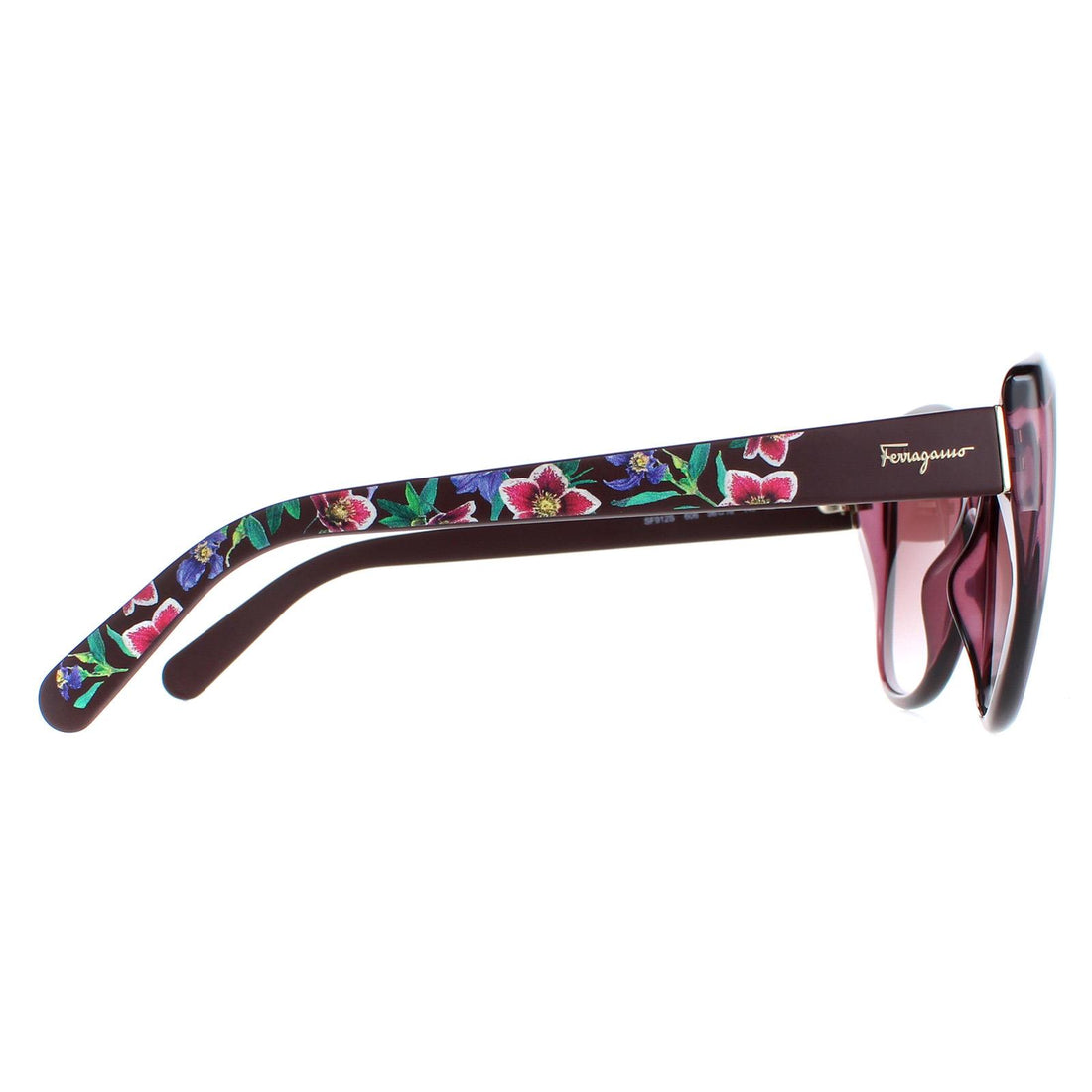 Salvatore Ferragamo Sunglasses SF912S 606 Transparent Wine with Flower Print Brown Gradient