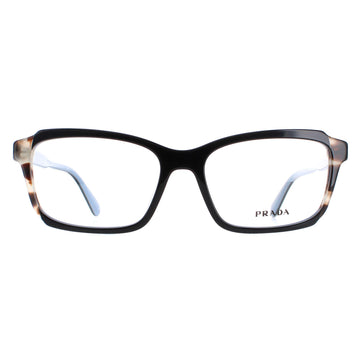 Prada Glasses Frames PR01VV KHR1O1 Top Black With Spotted Brown And Azure Women