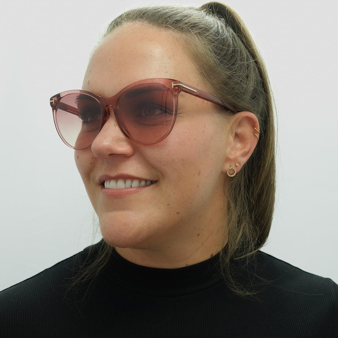 Tom Ford Sunglasses Maxim FT0787 72T Shiny Transparent Antique Pink Pink Gradient