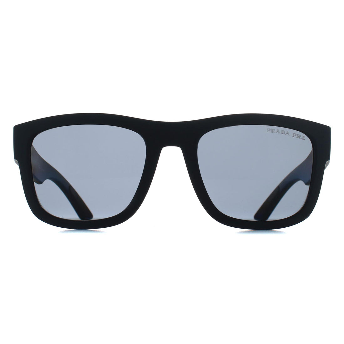 Prada Sport -Sonnenbrille PS01ZS DG002G, schwarzes Gummi, dunkelgrau, polarisiert – reduzierte Sonnenbrillen