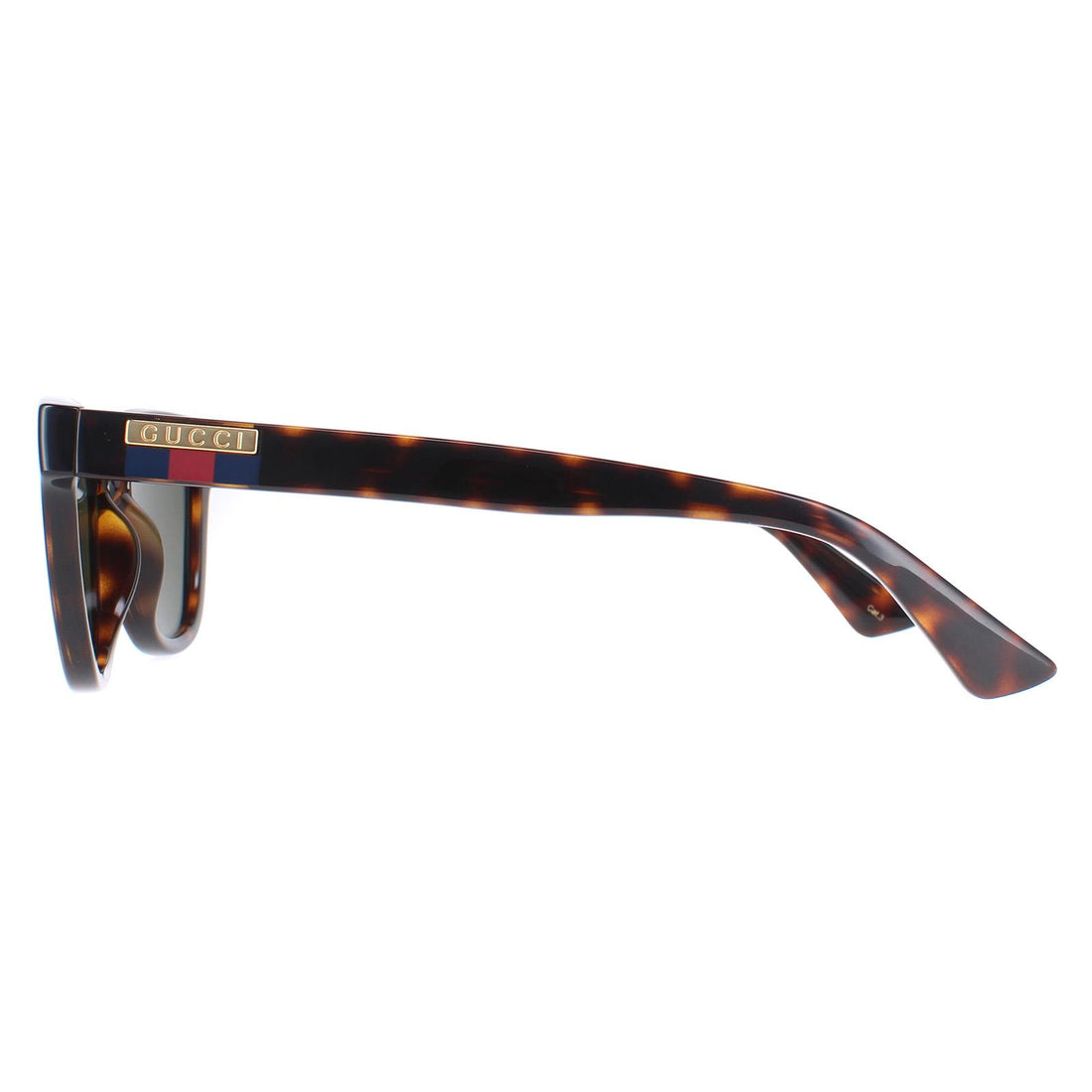 Gucci Sunglasses GG1116S 002 Shiny Dark Havana Solid Green