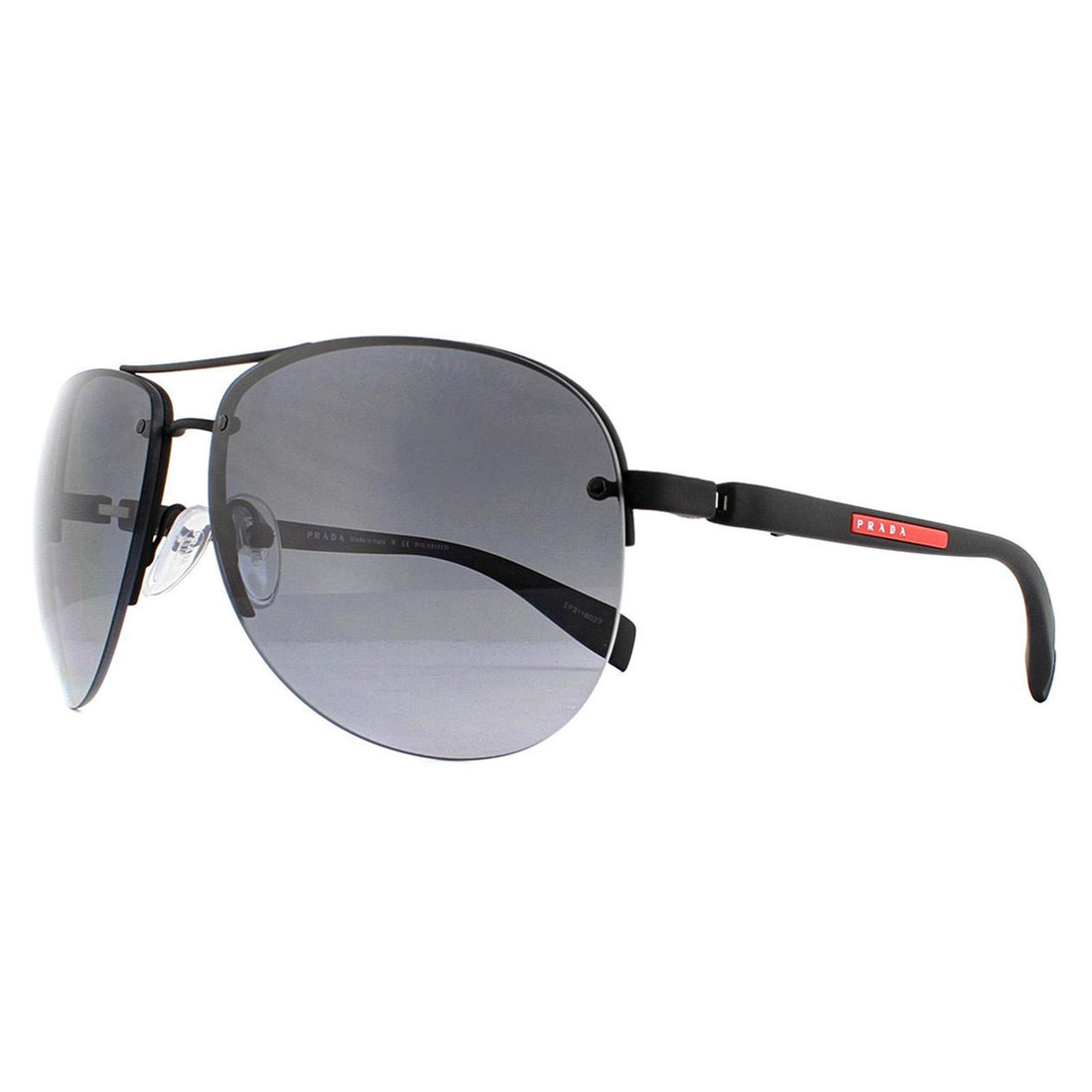 Prada Sport Sunglasses 56MS DG05W1 Black Rubber Polarized Grey Gradient