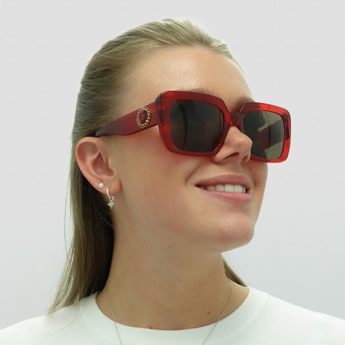 Versace Sunglasses VE4384B 528073 Transparent Red Dark Brown