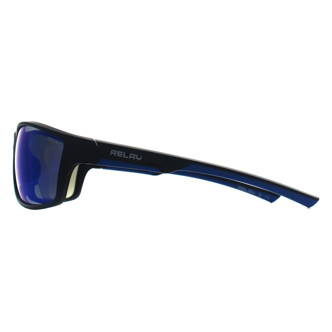 Relay Wrap Unisex Matte Black and Blue Blue Revo Polarized Fastlane Sunglasses