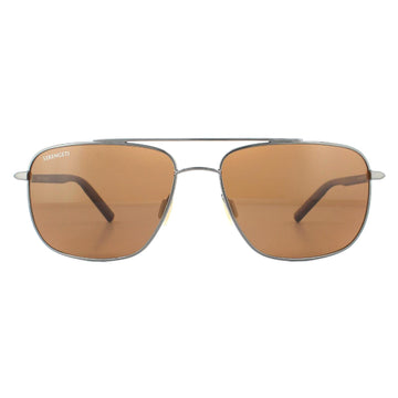 Serengeti Sunglasses Tellaro 8821 Shiny Gunmetal Dark Brown Mineral Polarized Drivers Brown