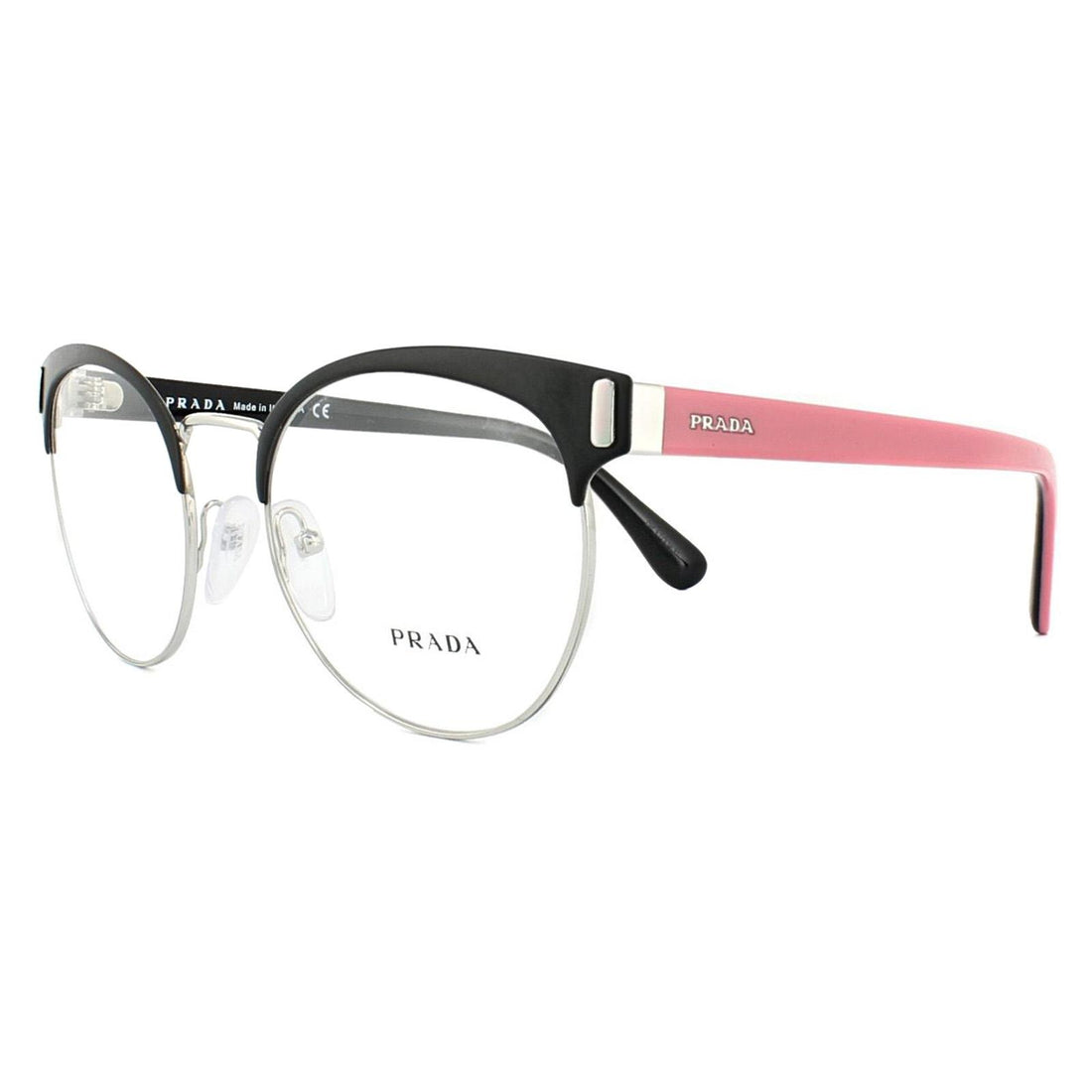 Prada Glasses Frames PR 63TV 1BO1O1 Matt Black Silver Womens 52mm