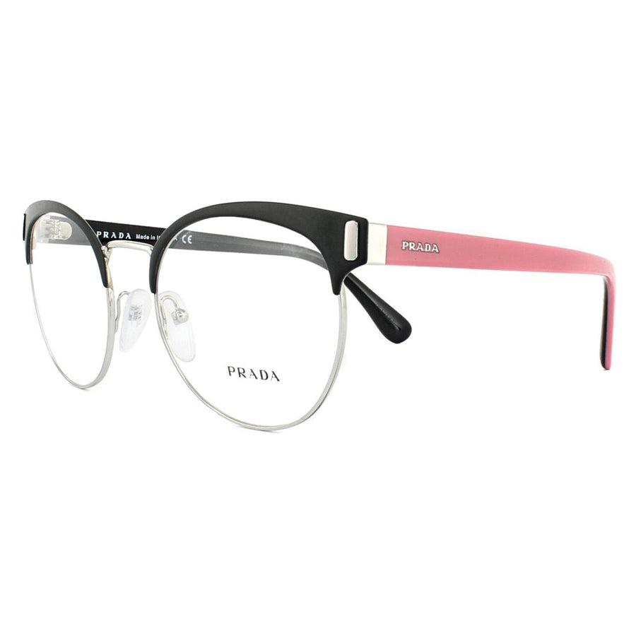 Prada Glasses Frames PR 63TV 1BO1O1 Matt Black Silver Womens 52mm