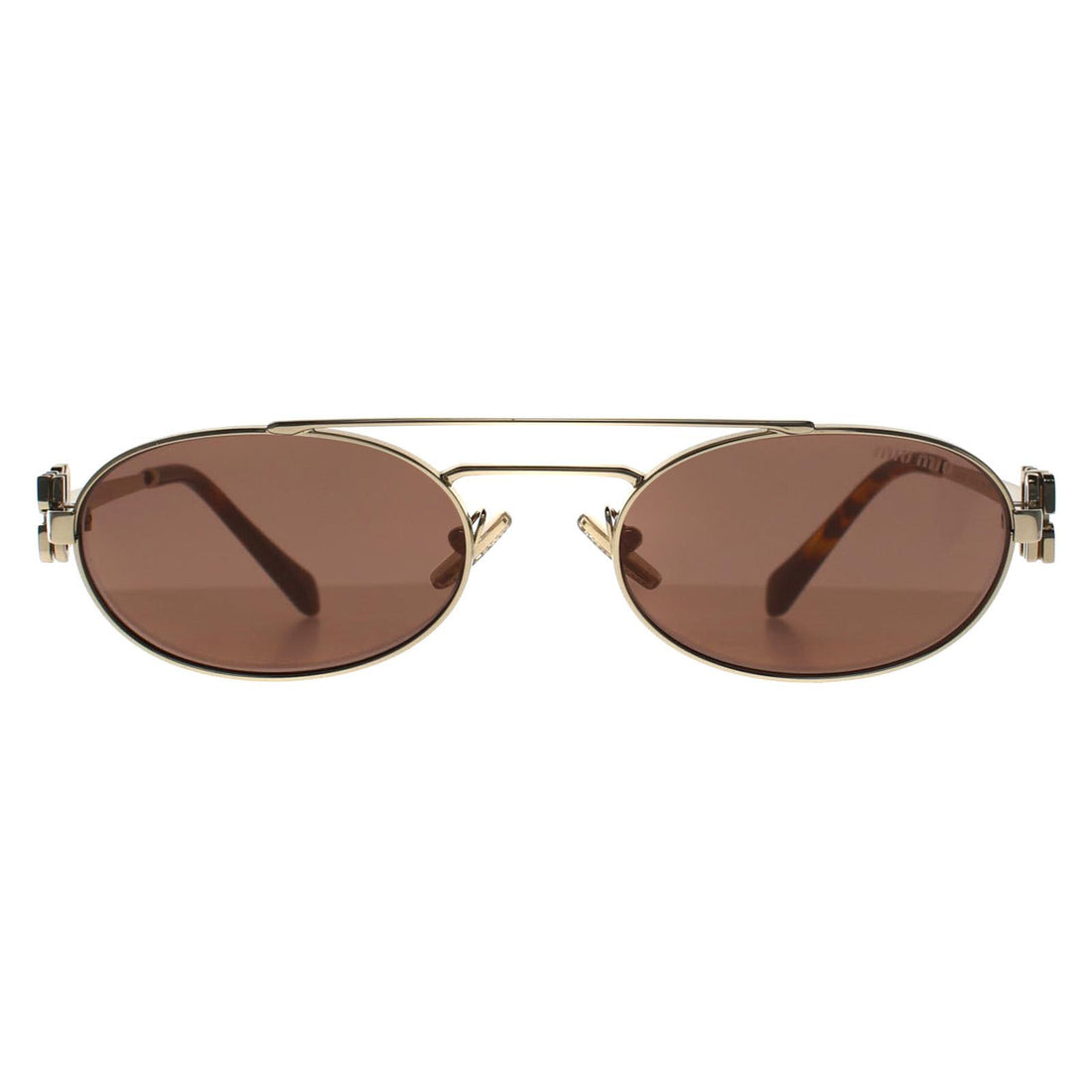 Miu Miu Sunglasses MU 54ZS ZVN70D Pale Gold Brown Silver