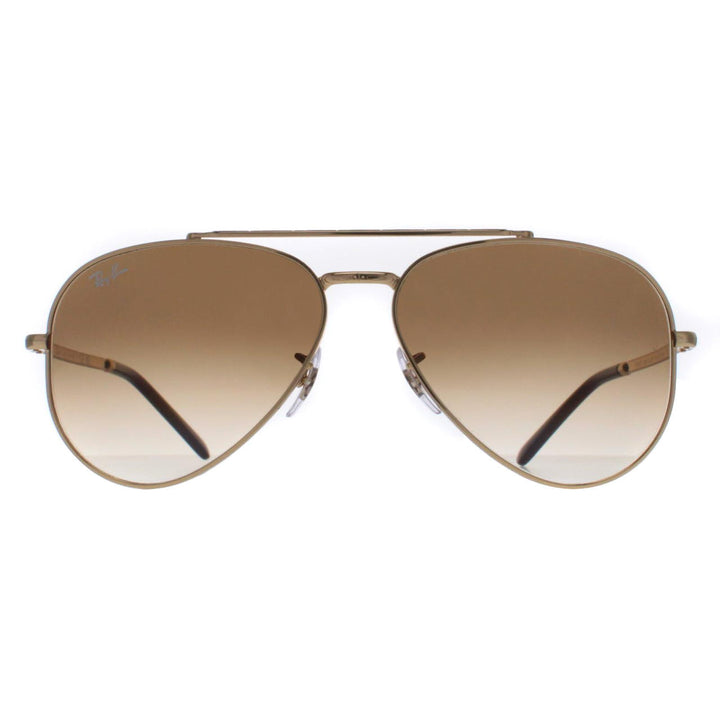 Ray-Ban RB3625 New Aviator Sunglasses Polished Gold Light Brown Gradient