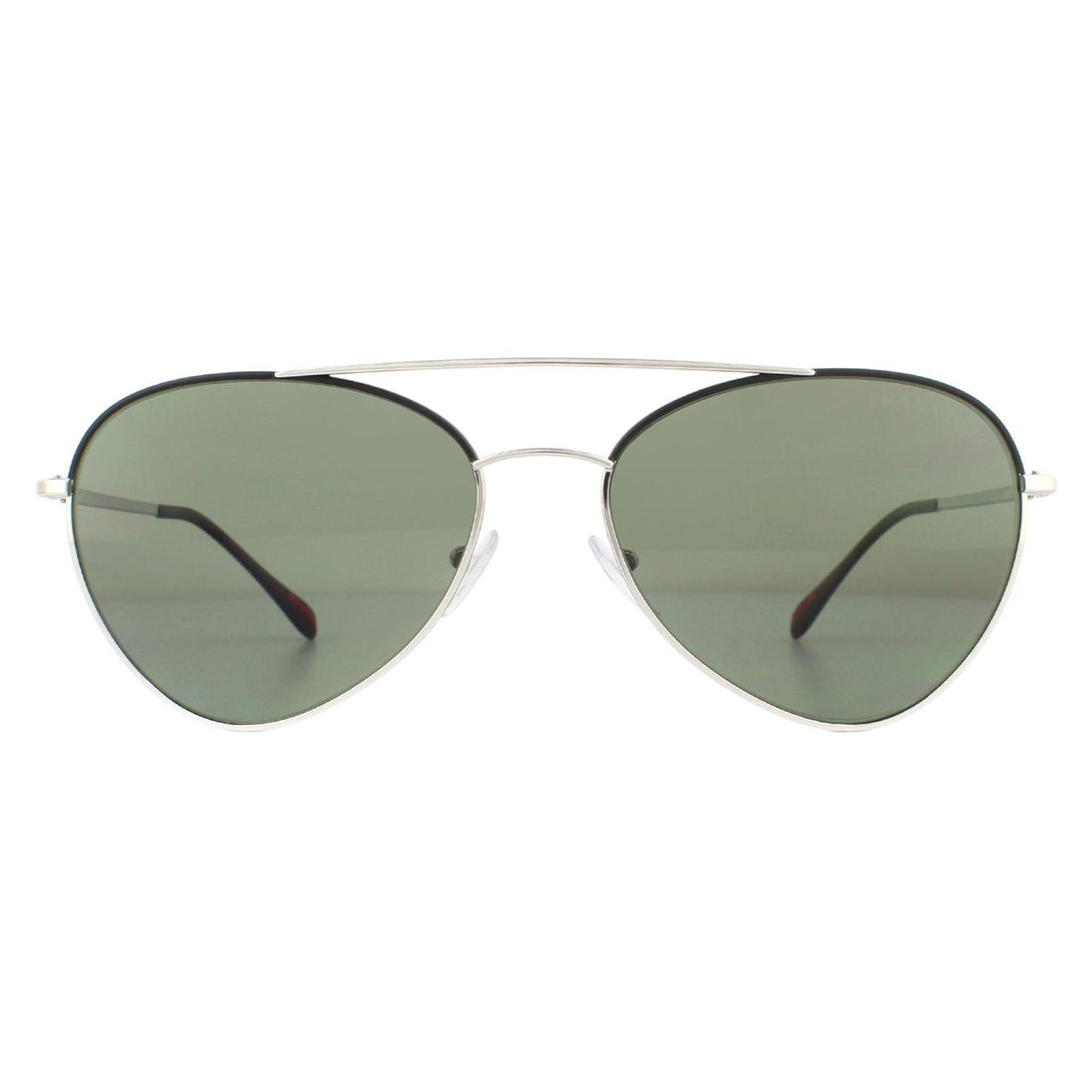 Prada Sport Sunglasses 50SS GAQ5X1 Silver Black Green Polarized