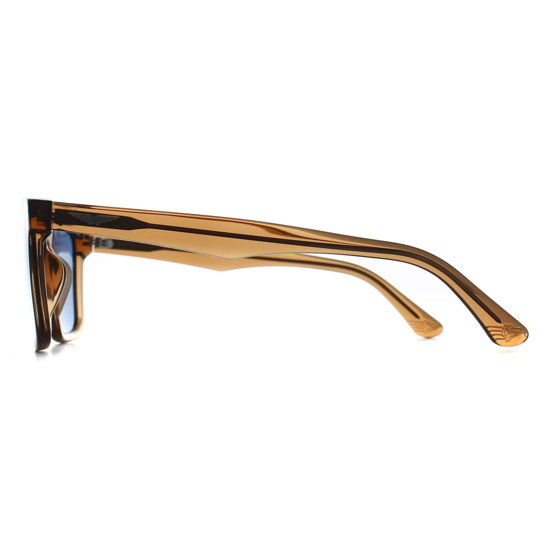 Police Sunglasses SPLP21E Origins Lite 30 805P Shiny Transparent Light Brown Blue Polarized
