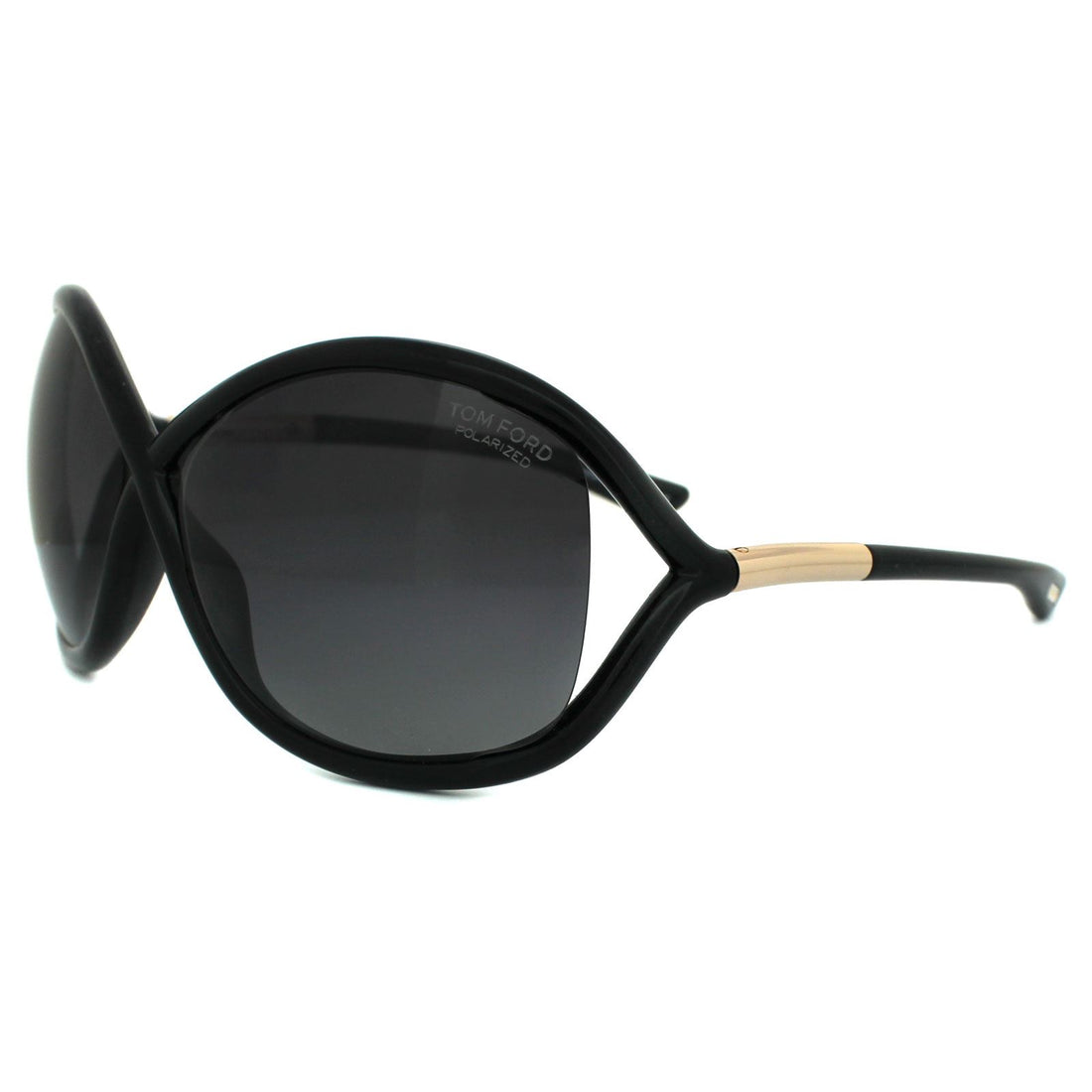 Tom Ford Sunglasses FT0009 Whitney 01D Shiny Black Smoke Grey Polarized