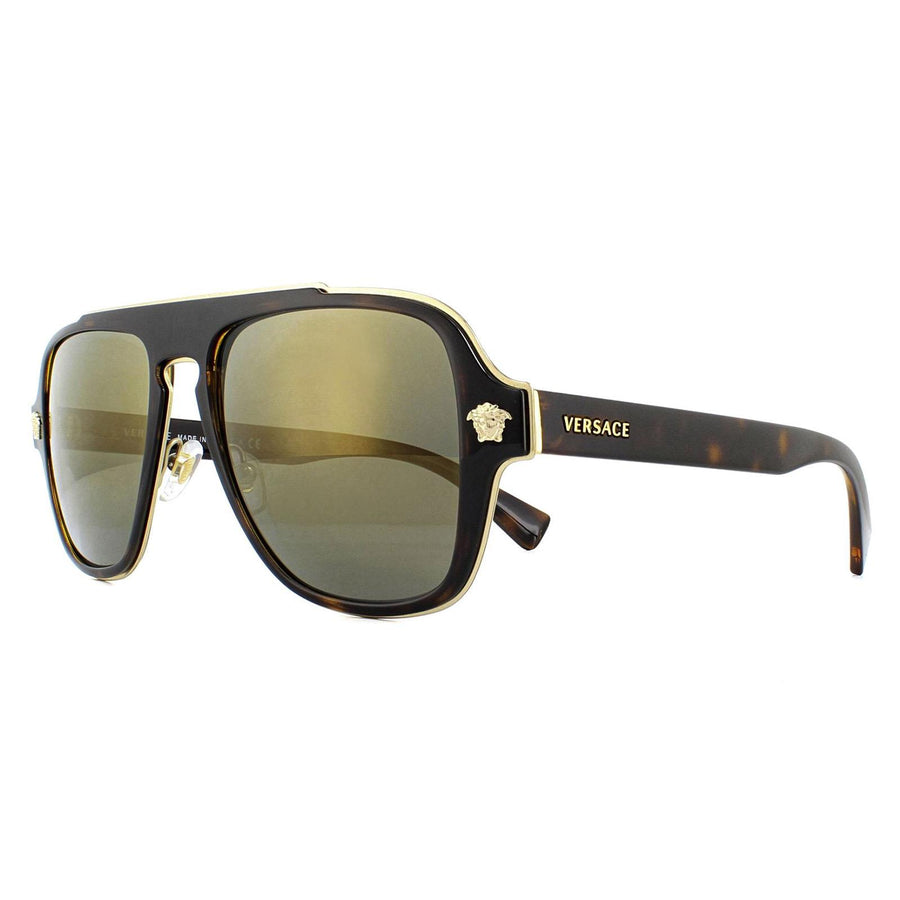 Versace Sunglasses VE2199 12524T Dark Havana Dark Grey Mirror Gold