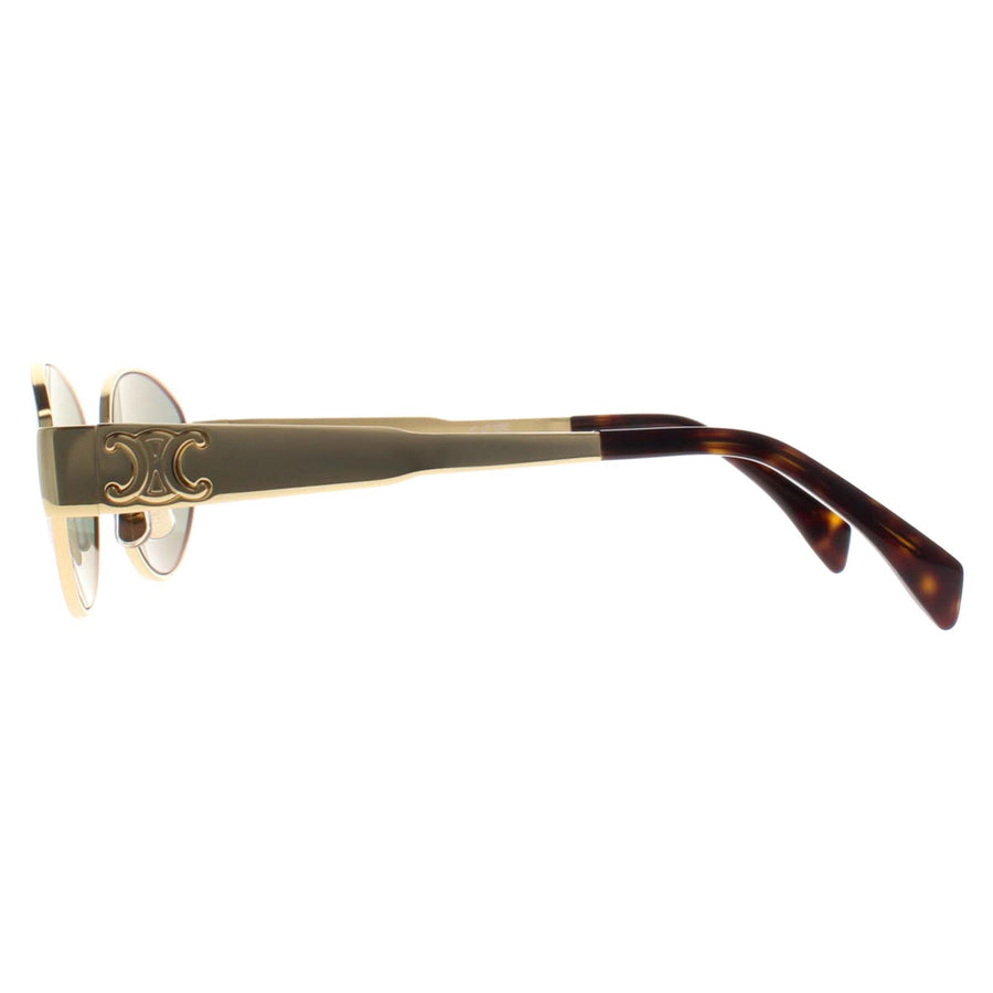 Celine Sunglasses Metal Triomphe CL40235U 30N Shiny Endura Gold Green