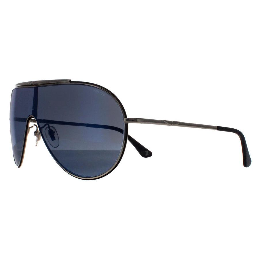 Police Sunglasses Origins 10 SPL964 F94B Black And Silver Smoke Mirror Blue