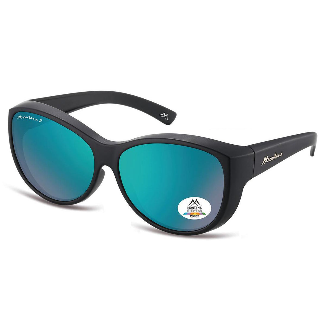 Montana Fit Over Glasses Sunglasses FO8 B Matte Black Green Revo Mirror Polarized