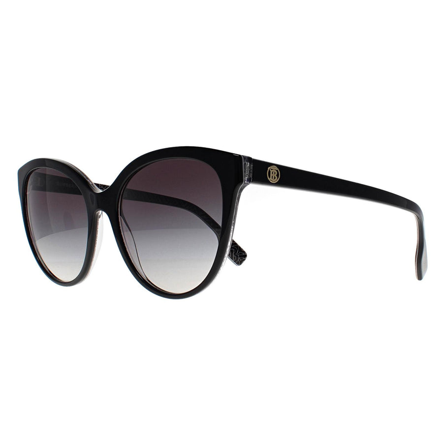 Burberry Sunglasses BE4365 Betty 3977/8G Black on Crystal TB Print Grey Gradient