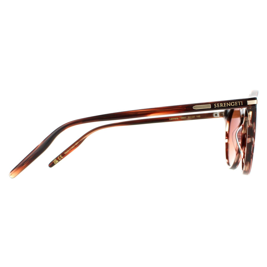 Serengeti Sunglasses Leonora 8841 Shiny Striped Brown Mineral Polarized Drivers Gradient