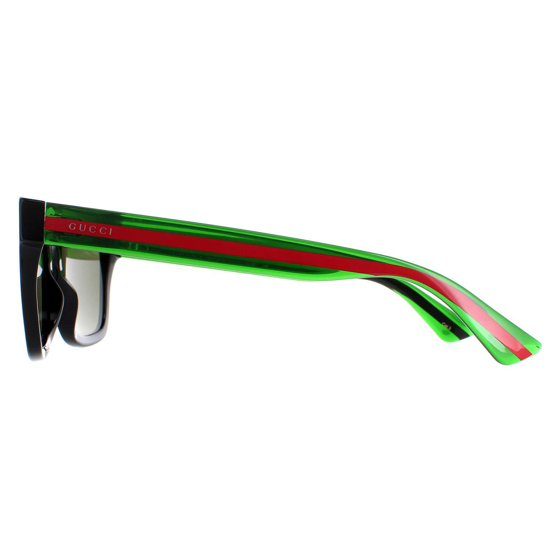 Gucci Sunglasses GG0001SN 002 Black and Green With Red Stripe Green