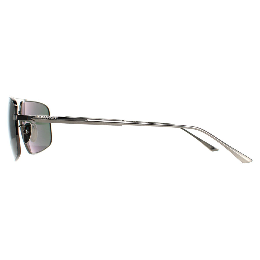 Chopard Sunglasses SCHF21M 568P Total Shiny Gunmetal Grey Green Polarised