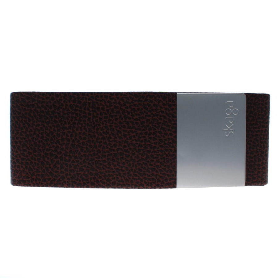 Skaga semi-hard brown medium faux leather Sunglasses Case with cleaning cloth
