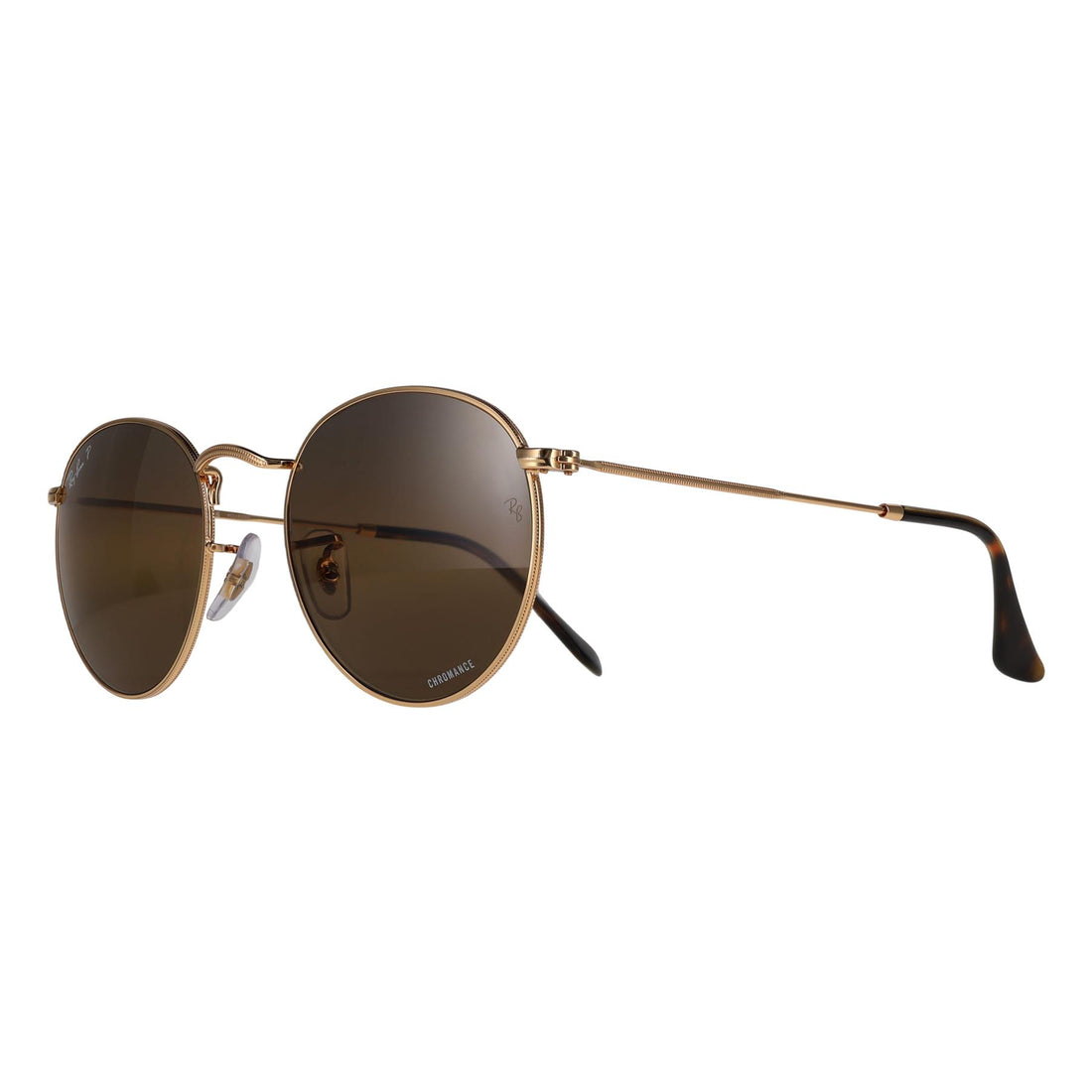 Ray-Ban Sunglasses Round Metal RB3447 001/G5 Gold Silver Brown Polarized Chromance