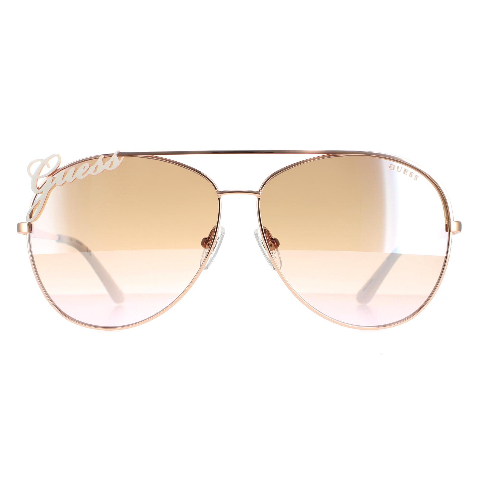 Sunglasses GU7739 Shiny Rose Gold Brown Mirror