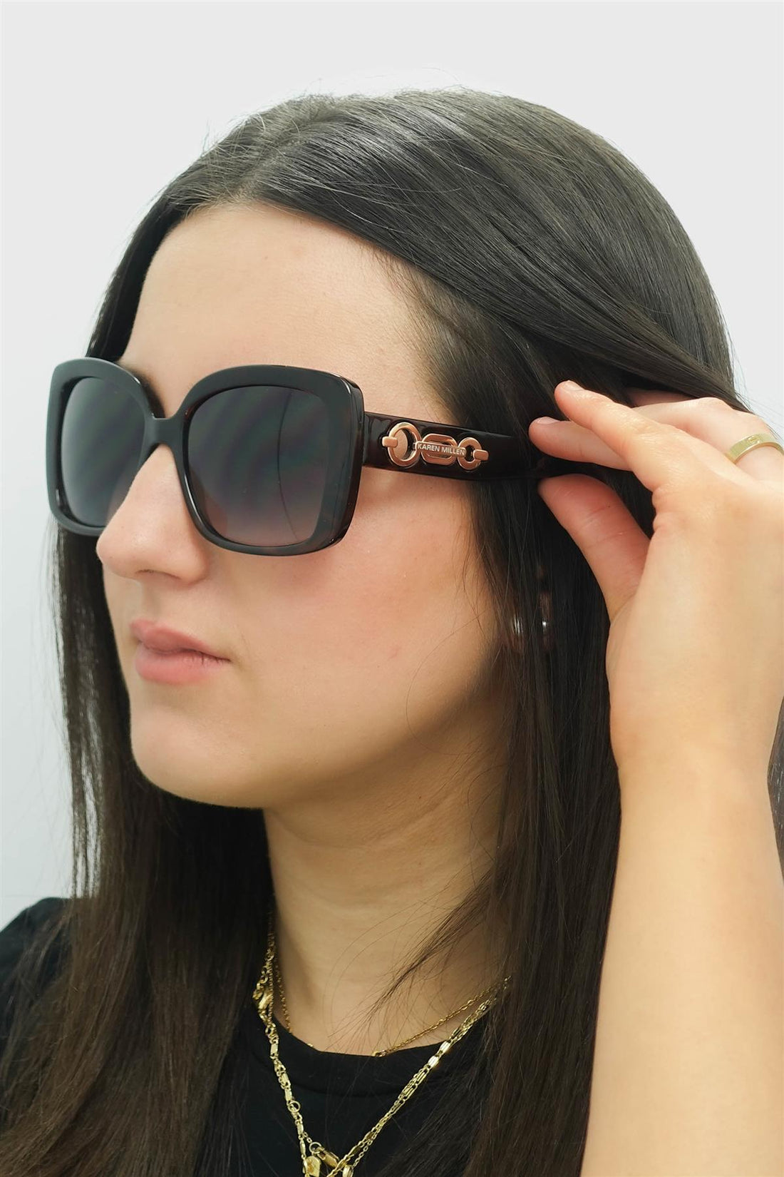 Karen Millen Sunglasses KM5056 103 Dark Havana Grey
