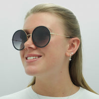 Gucci Sunglasses GG0061S 001 Black Gold Grey Gradient