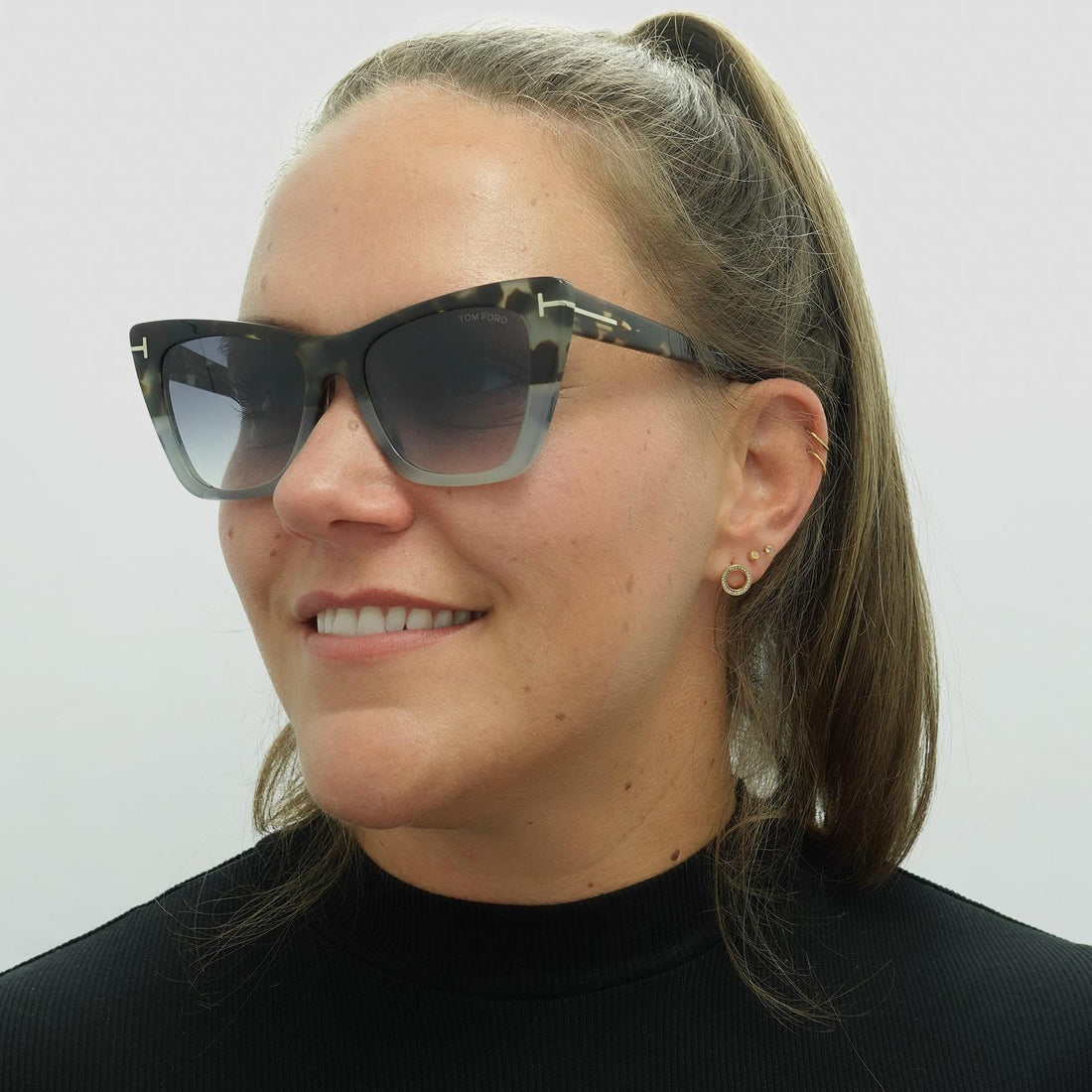 Tom Ford Sunglasses Poppy FT0846 55B Coloured Havana Grey Gradient