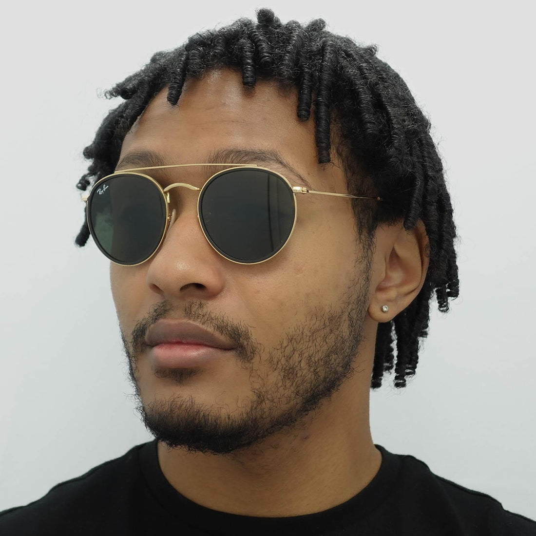 Ray-Ban Sunglasses Round Double Bridge 3647N 001 Gold Green