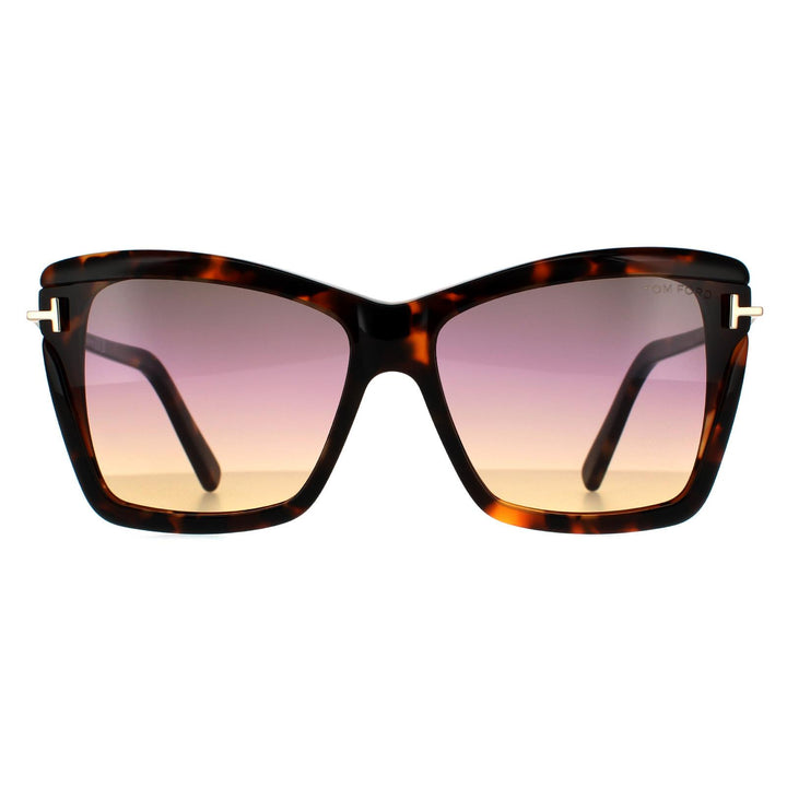 Tom Ford Sunglasses Leah FT0849 55B Coloured Havana Smoke Gradient