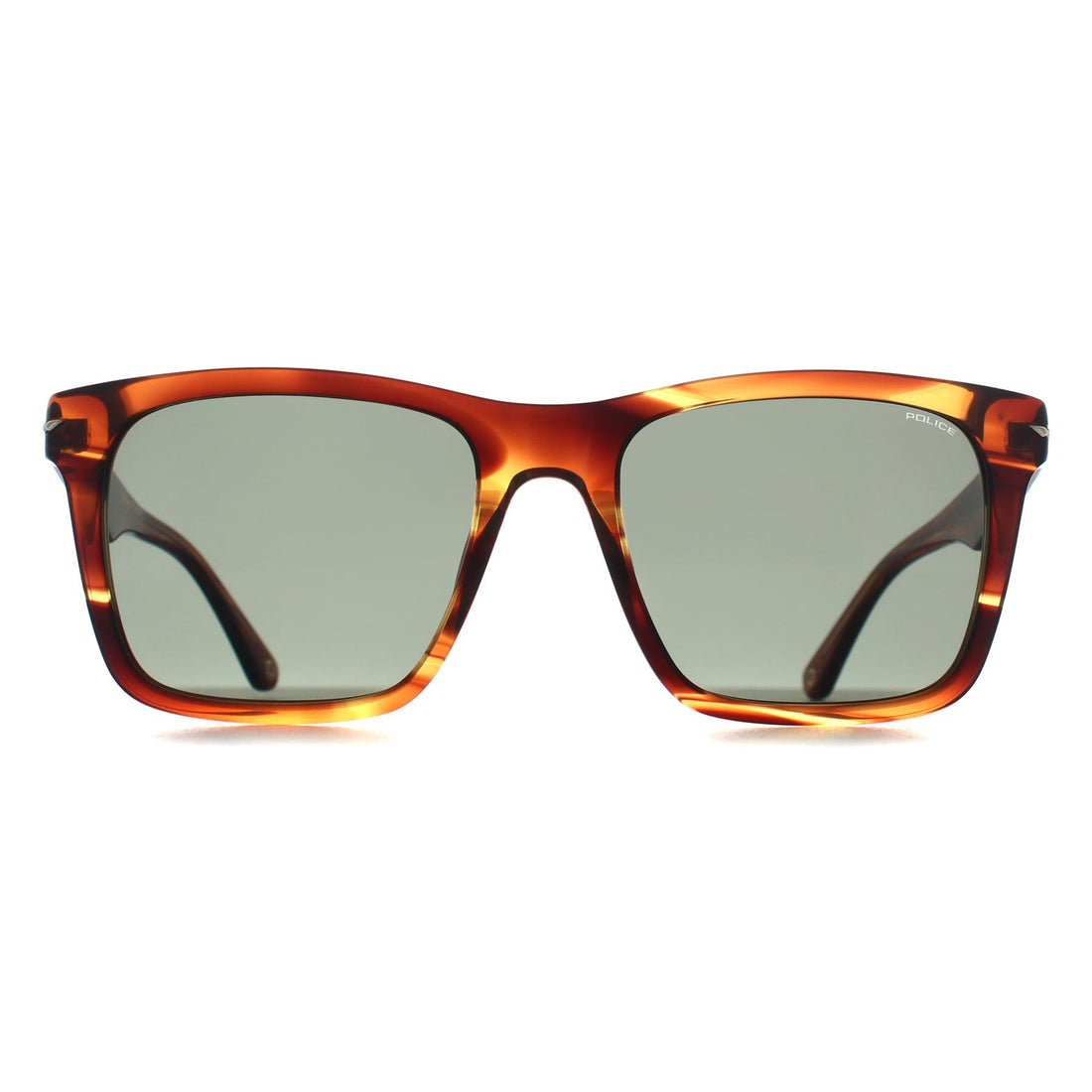 Police Sunglasses SPLN35 Champ 9 09N3 Shiny Striped Brown Green