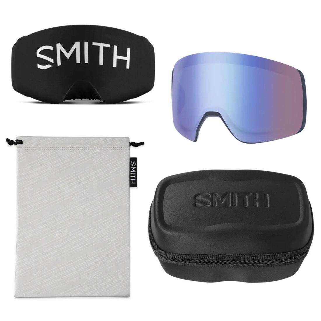 Smith Ski Goggles 4D Mag 3P2 4B Royal Navy ChromaPop Everyday Blue Mirror & CP Storm Blue Sensor Mirror