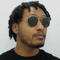 Ray-Ban Sunglasses Round Double Bridge 3647N 001 Gold Green