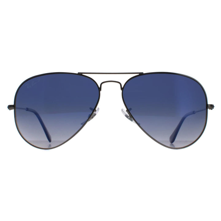 Ray-Ban Sunglasses Aviator 3025 Gunmetal Polarized Blue Gradient Grey 004/78 58mm