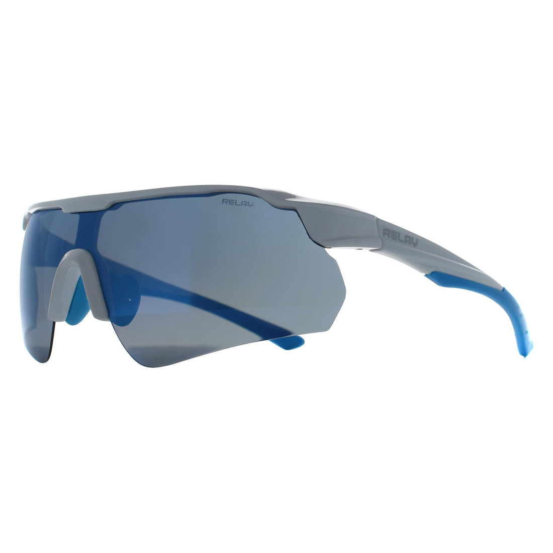 Relay Shield Unisex Shiny White and Blue Blue Revo Polarized Clearshot Sunglasses