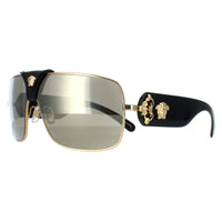 Versace Sunglasses VE2207Q 1002/5 Shiny Black with Gold Brown Grey with Gold Mirror